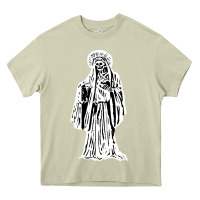 Mossy santa muerte blanca Heavy Core Tee - artisFamous