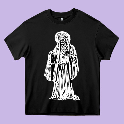 Santa Muerte Blanca Heavy Core Tee Designed By Artisfamous