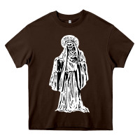 Chocolate Brown santa muerte blanca Heavy Core Tee - artisFamous