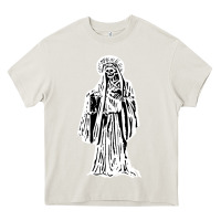 Cream santa muerte blanca Heavy Core Tee - artisFamous