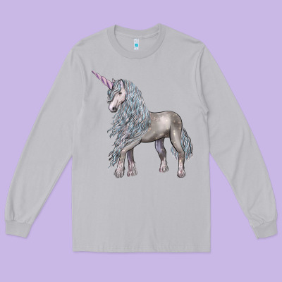 Unicorn Long Sleeve Tee Designed By Lillyallendesigns