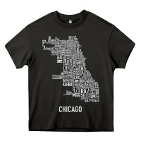 Asphalt chicago typography neighborhood map Heavy Core Tee - artisFamous