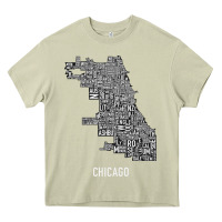 Mossy chicago typography neighborhood map Heavy Core Tee - artisFamous
