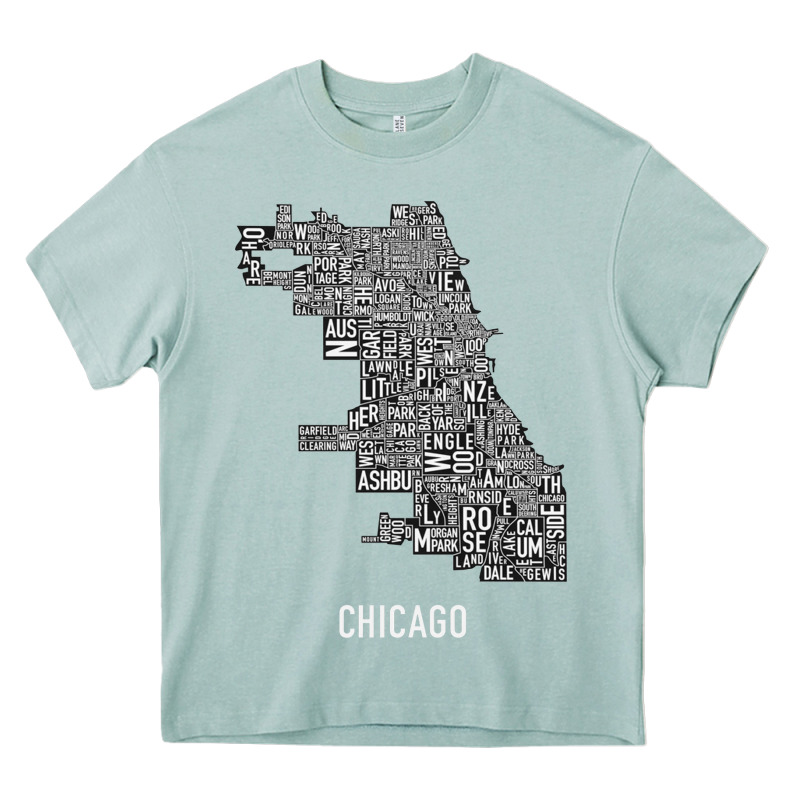 Chicago Typography Neighborhood Map Heavy Core Tee by artisFamous | Teevron
