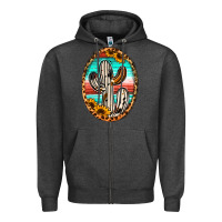 Charcoal Heather cowhide serape and sunflower cactus Zipper Hoodie - Jasminsmagicworld