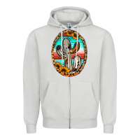 Dove Grey cowhide serape and sunflower cactus Zipper Hoodie - Jasminsmagicworld