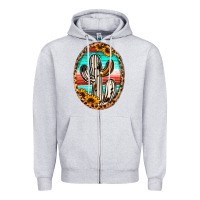 Heather Grey cowhide serape and sunflower cactus Zipper Hoodie - Jasminsmagicworld