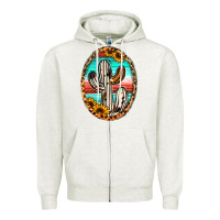 Oatmeal Heather cowhide serape and sunflower cactus Zipper Hoodie - Jasminsmagicworld
