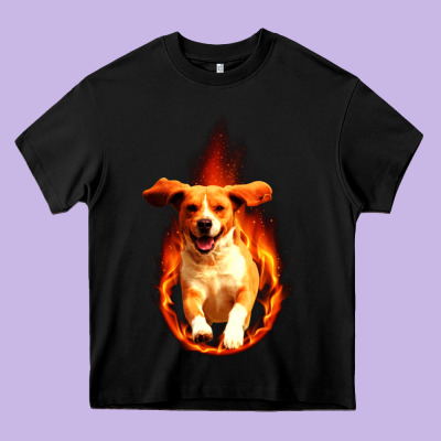 Dog In Fire Heavy Core Tee Designed By Artisfamous