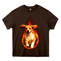 Chocolate Brown Dog In Fire Heavy Core Tee - artisFamous