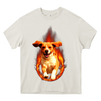 Cream Dog In Fire Heavy Core Tee - artisFamous
