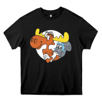 Black Vintage Rocky And Bullwinkle Heavy Core Tee - artisFamous