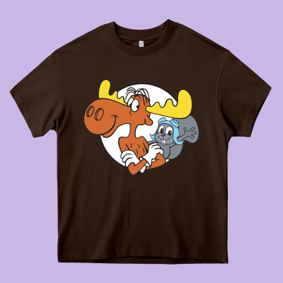 Vintage Rocky And Bullwinkle Heavy Core Tee Designed By Artisfamous