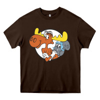 Chocolate Brown Vintage Rocky And Bullwinkle Heavy Core Tee - artisFamous