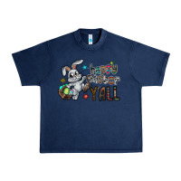 Navy Happy Easter Y'all Urban Heavy Tee - CowhideDigitalArt