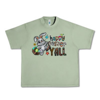 Oil Green Happy Easter Y'all Urban Heavy Tee - CowhideDigitalArt