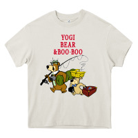 Cream yogi bear & boo boo Heavy Core Tee - artisFamous
