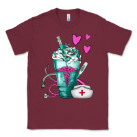 Burgundy Nurse Frappe Classic Tee - FaDigitalArtStudio