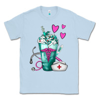 Dusty Blue Nurse Frappe Classic Tee - FaDigitalArtStudio