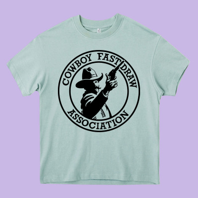 Cowboy Fast Draw Association Heavy Core Tee Designed By Artisfamous