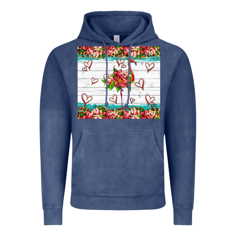 Flamingo With Tropical Flowers Vintage Hoodie by Artiststas | Teevron