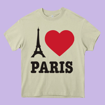 I Love Paris Eiffel Tower Funny Heavy Core Tee Designed By Artisfamous