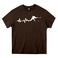 Chocolate Brown hockey player heartbeat ice Heavy Core Tee - artisFamous