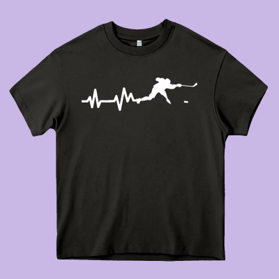 Hockey Player Heartbeat Ice Heavy Core Tee Designed By Artisfamous