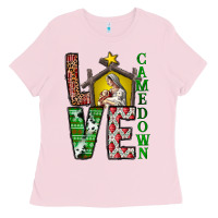 Bubblegum Pink Love Come Down Ladies Tee - CowhideDigitalArt