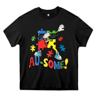 Black Au-some! Autism puzzle dabbing Heavy Core Tee - FaDigitalArtStudio
