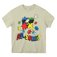 Mossy Au-some! Autism puzzle dabbing Heavy Core Tee - FaDigitalArtStudio
