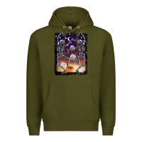 Army Green halloween dancing skeletons stars Premium Hoodie - BarkalooDesign