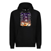 Black halloween dancing skeletons stars Premium Hoodie - BarkalooDesign