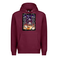 Burgundy halloween dancing skeletons stars Premium Hoodie - BarkalooDesign