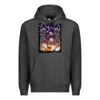 Charcoal Heather halloween dancing skeletons stars Premium Hoodie - BarkalooDesign