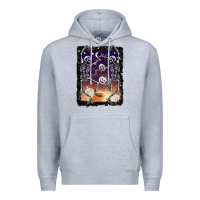 Heather Grey halloween dancing skeletons stars Premium Hoodie - BarkalooDesign
