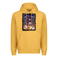 Mustard halloween dancing skeletons stars Premium Hoodie - BarkalooDesign