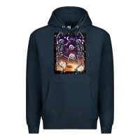 Navy halloween dancing skeletons stars Premium Hoodie - BarkalooDesign