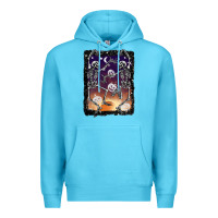 Ocean Blue halloween dancing skeletons stars Premium Hoodie - BarkalooDesign