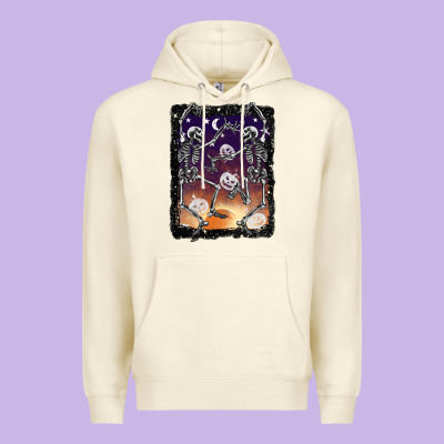 Halloween Dancing Skeletons Stars Premium Hoodie Designed By Barkaloodesign