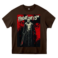 Chocolate Brown friday the 13th jason drip Heavy Core Tee - artisFamous