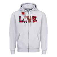 Heather Grey valentine's day gnomes love Zipper Hoodie - RanaPortraitStore