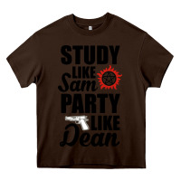 Chocolate Brown study like sam party like dean Heavy Core Tee - artisFamous