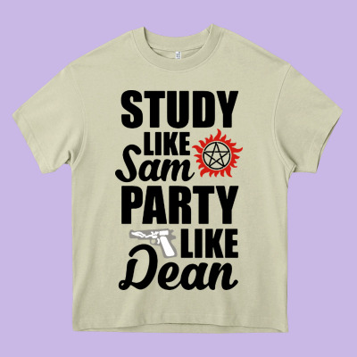 Study Like Sam Party Like Dean Heavy Core Tee Designed By Artisfamous