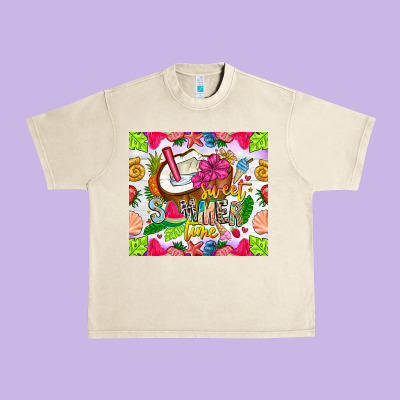 Summer Time Urban Heavy Tee Designed By Cowhidedigitalart