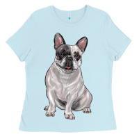 Baby Blue white black french bulldog Ladies Tee - LillyAllenDesigns