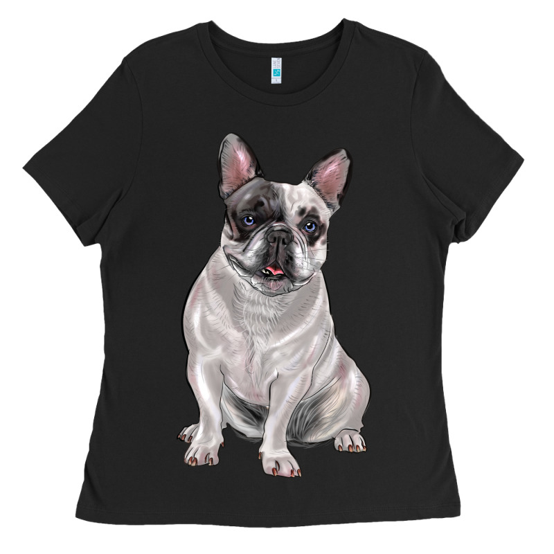 White Black French Bulldog Ladies Tee by LillyAllenDesigns | Teevron