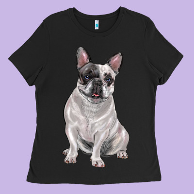 White Black French Bulldog Ladies Tee Designed By Lillyallendesigns