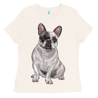 Bone white black french bulldog Ladies Tee - LillyAllenDesigns