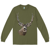 Army Green Mule Buck Deer Head Long Sleeve Tee - LillyAllenDesigns